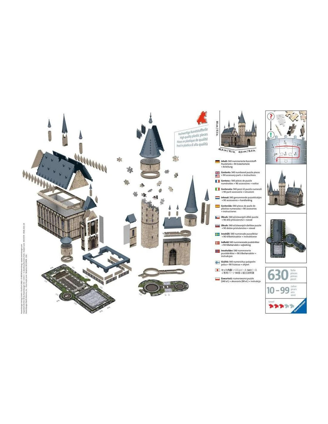 Ravensburger 3D Puzzle: Harry Potter Hogwarts Castle - The Great Hall (630 Pieces) 4 Ravensburger 3D Puzzle: Harry Potter Hogwarts Castle - The Great Hall (630 Pieces) - Afbeelding 2