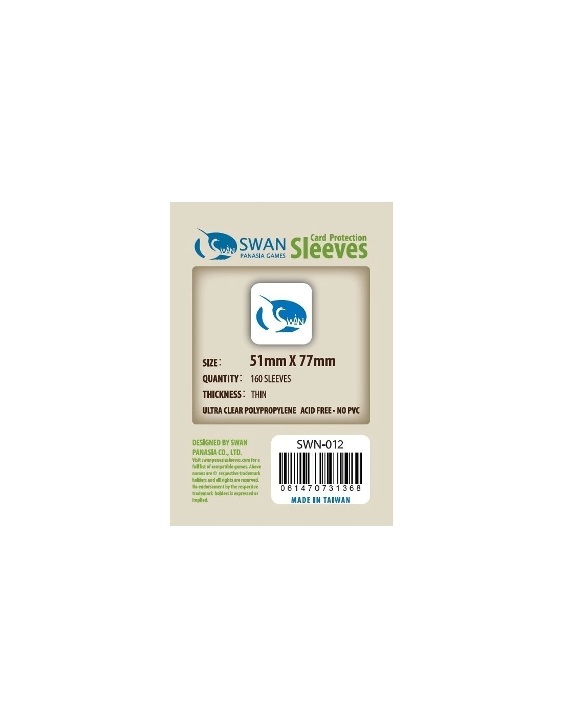 Swan: 51mm X 77mm: Sleeves (150 Stuks) 3 Swan: 51mm X 77mm: Sleeves (150 Stuks)