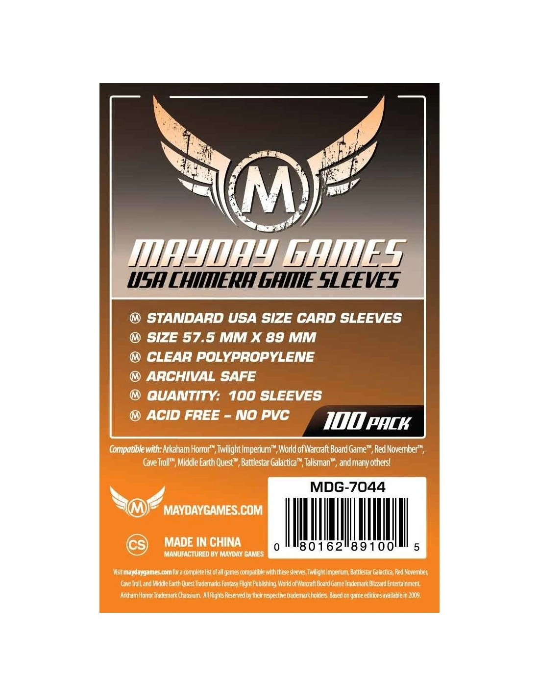 Mayday: 57,5mm X 89mm: USA Chimera Game Size (100 Stuks) 3 Mayday: 57,5mm X 89mm: USA Chimera Game Size (100 Stuks)