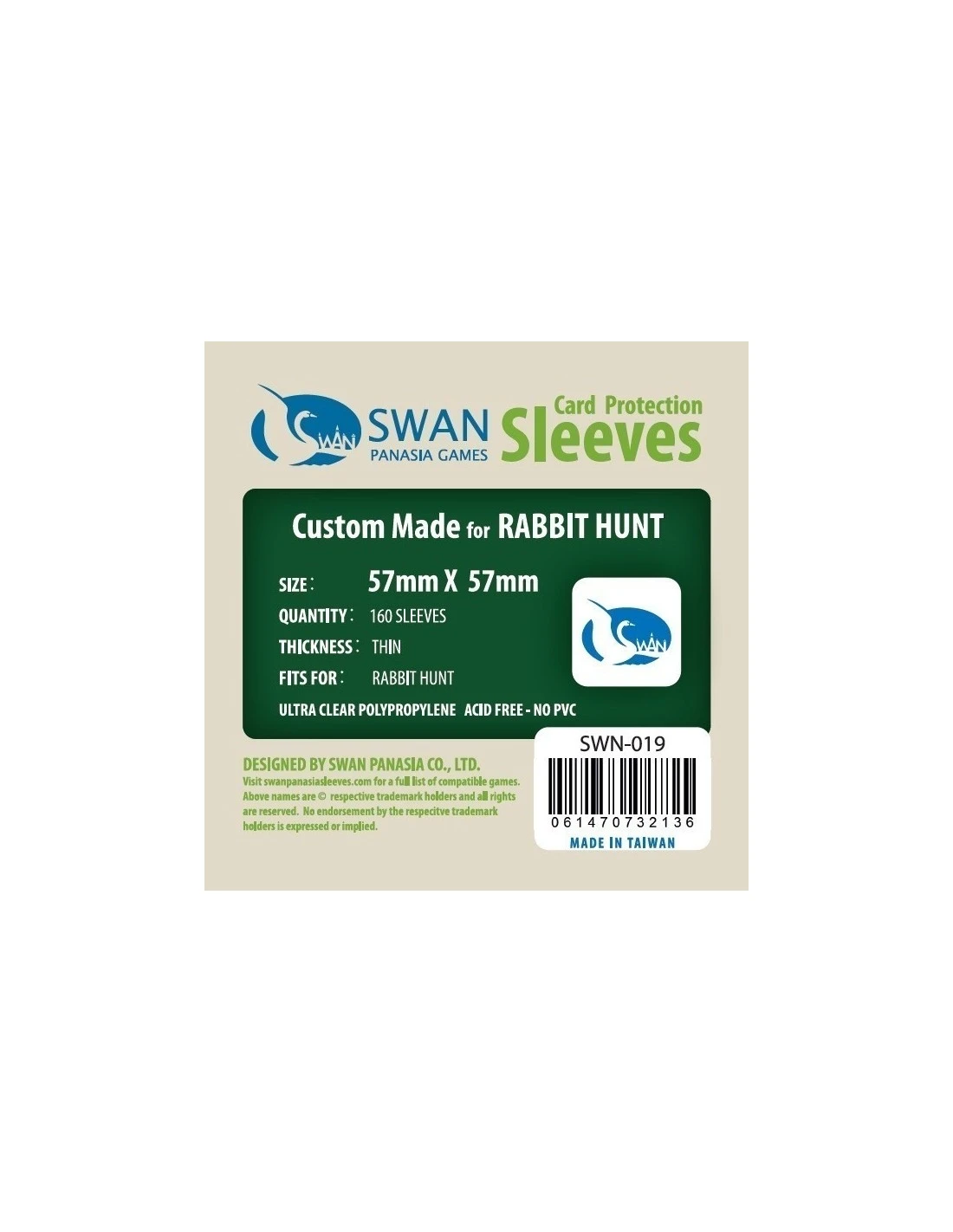 Swan: 57mm X 57mm: Sleeves (160 Stuks) 3 Swan: 57mm X 57mm: Sleeves (160 Stuks)