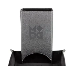 Fold Up Leather Dice Tower Black