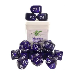 Polyhydral Diceset - 15 Dice: Marble Purple