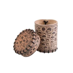 Skully Beige Leather Dice Cup