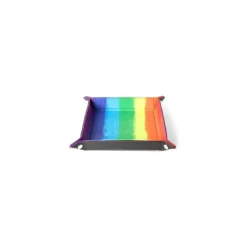 Velvet Folding Dice Tray With Leather Backing: 10"x10" Watercolor Rainbow